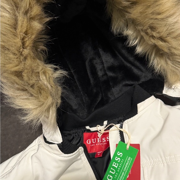 GUESS Ivory Jacket with Faux Fur Trim - Picture 2 of 3